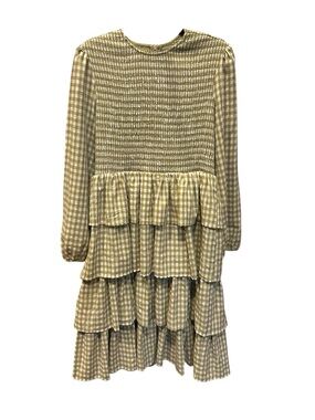 Jessakae Olive Gingham Tiered Smocked Dress size M